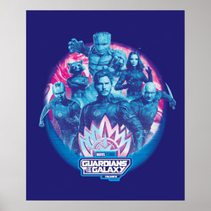 Poster Gardiens de la Galaxie Équipe Vaporwave Graphique