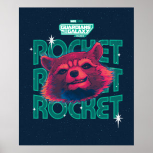 Poster Gardiens de la Galaxie Graphique du visage de Rock
