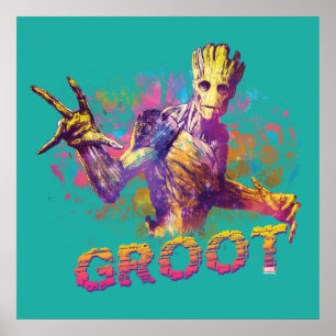 Poster Gardiens de la Galaxie   Groot Neon Graphic