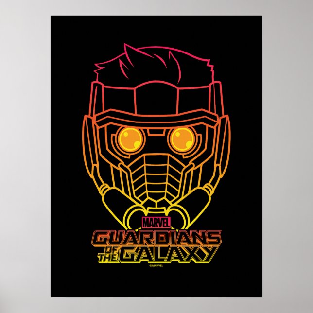 Poster Gardiens de la Galaxie | Star-Lord Neon Outline (Devant)