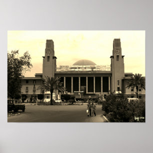 Poster Gare centrale ferroviaire vintage de Bagdad en Ira