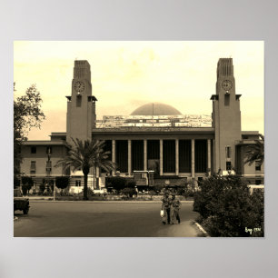 Poster Gare centrale ferroviaire vintage de Bagdad en Ira