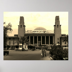 Poster Gare centrale ferroviaire vintage de Bagdad en Ira