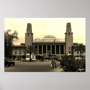 Poster Gare centrale ferroviaire vintage de Bagdad en Ira