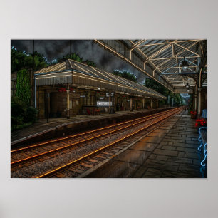 Poster Gare de Hebden Bridge Art Néon Vintage