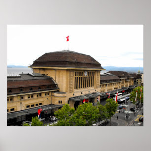 Poster Gare de Lausanne en Suisse