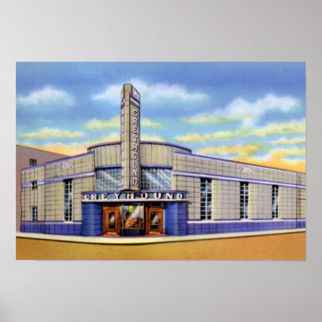Poster Gare routière Evansville Indiana Greyhound (Devant)