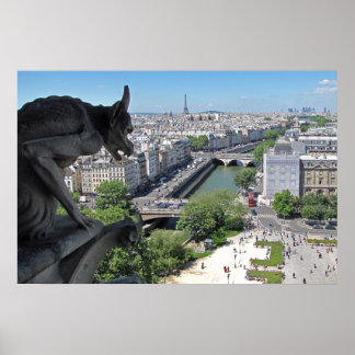 Poster Gargoyle de Notre-Dame veille sur le Paris