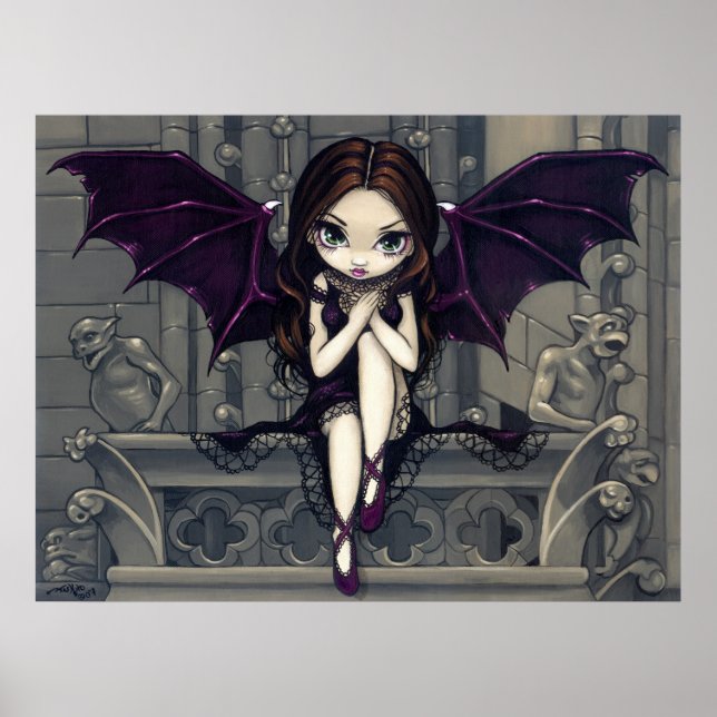 Poster Gargoyles de Notre-Dame fée gothique Art Imprimer (Devant)
