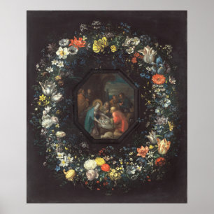 Poster Garlande de fleurs - Frans Francken Fine Art