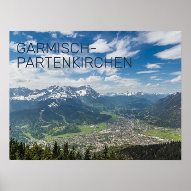 Poster Garmisch-Partenkirchen Bavaria Alpes Panorama Cade (Devant)