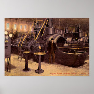 Poster Gary, Indiana Engine Room Steel Plante 1910