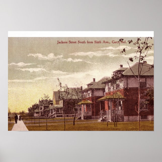 Poster Gary, Indiana Jackson Street 1915 (Devant)