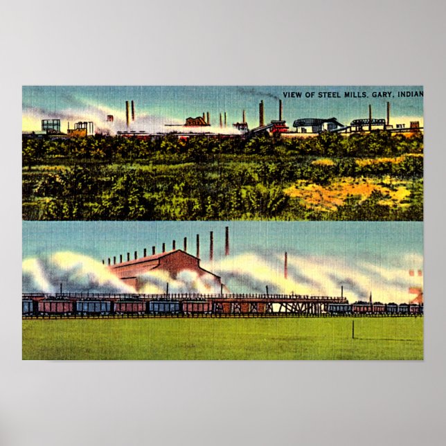 Poster Gary, Indiana Steel Mills 1930 (Devant)