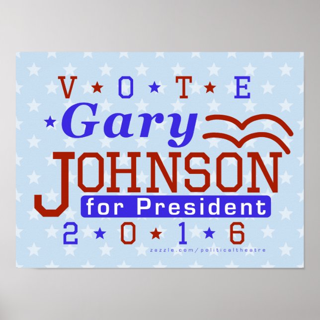 Poster Gary Johnson Président 2016 Élections Libertarien (Devant)