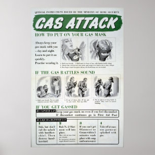Poster Gas Attack poster, WWII