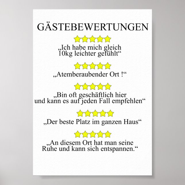 Poster Gästebwertung WC - Gäste Toilette (Devant)