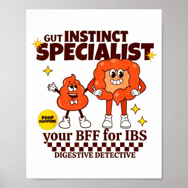 Poster Gastroenterologist Retro Intestine Gift Ibs Gi Nur (Devant)