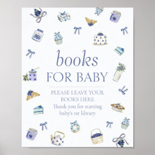 Poster Gâteau aux myrtilles Baby Shower Livres pour bébé 