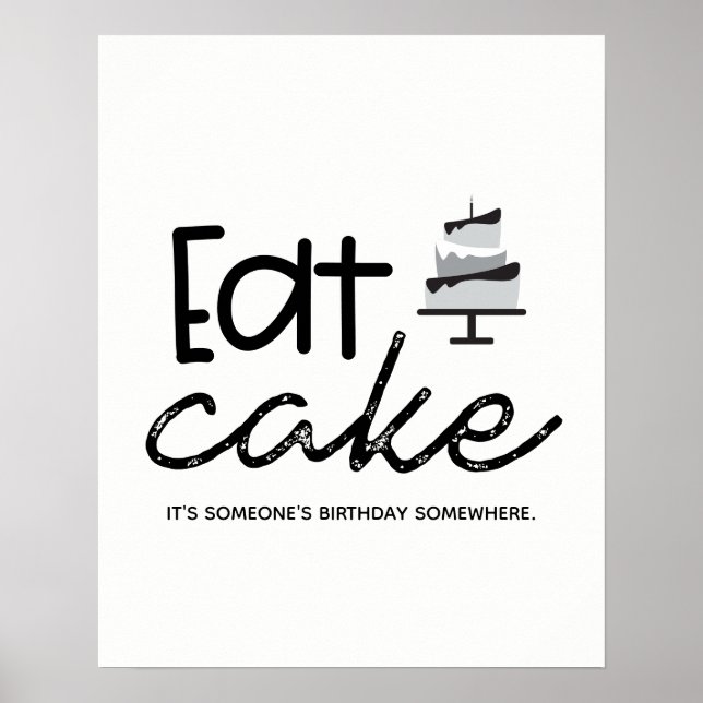 Poster Gâteau blanc noir C'est l'anniversaire de quelqu'u (Devant)