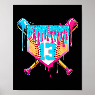 Poster Gâteau de 13e anniversaire glace molle Drip 13 ans