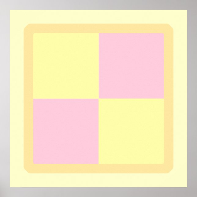 Poster Gâteau de Battenburg. Rose et Jaune. (Devant)