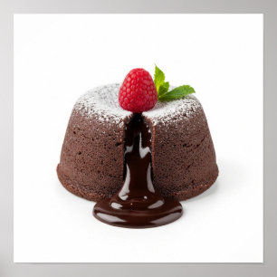 Poster Gâteau de lave au chocolat avec sauce