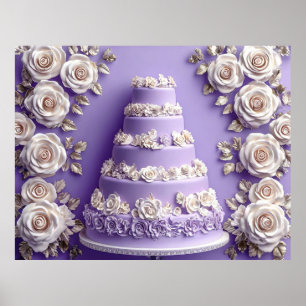 Poster Gâteau de Mariage Élégant à Étages