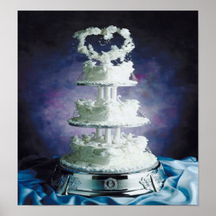 Poster Gâteau délicieux avec coeur et cygnes gelés