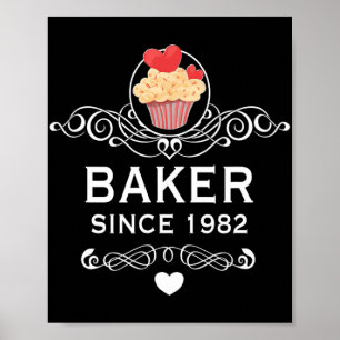 Poster Gâteau Depuis 1982 Cupcake 42e Anniversaire Fête d
