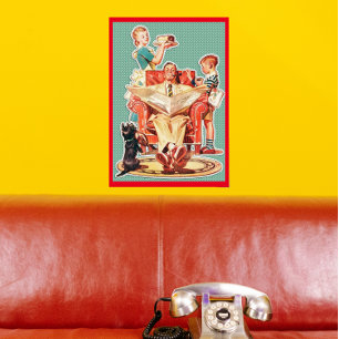 Poster gâteau vintage de la famille nucléaire des années 