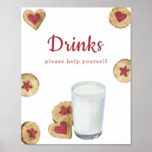 Poster Gâteaux aquarelle Baby shower Boissons