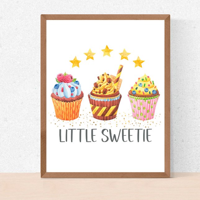 Poster Gâteaux Cupcakes Aquarelle Petite Sucrerie Enfants (Créateur téléchargé)