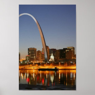 Poster Gateway Arch St Louis Mississippi à la nuit