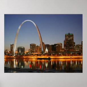 Poster Gateway Arch St Louis Mississippi à la nuit