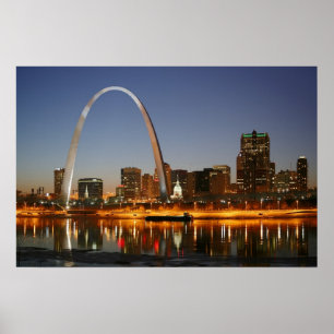 Poster Gateway Arch St Louis Mississippi à la nuit