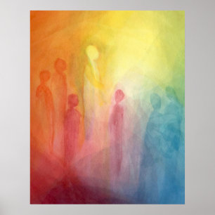 Poster Gathering in the light watercolor painting