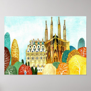 Poster Gaudi à Barcelone.