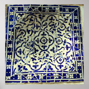 Poster Gaudi's Park Guell Mosaic Tiles Barcelone