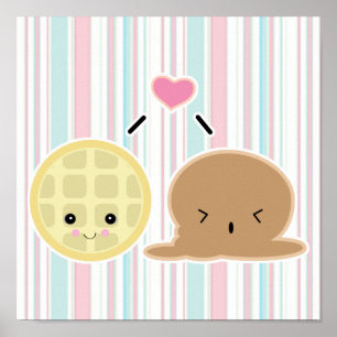 Poster gaufre et glaces amour