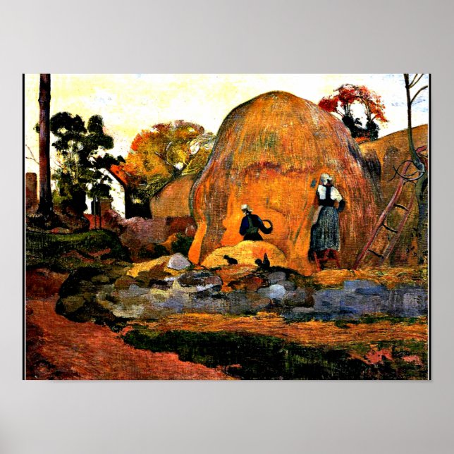 Poster Gauguin - Jaune Haystacks Golden Harvest (Devant)