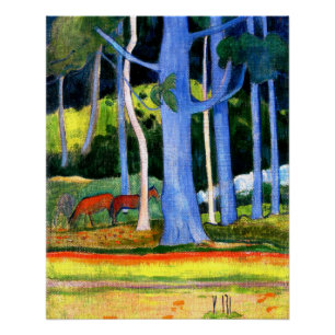 Poster Gauguin - Paysage avec Troncs d'Arbre Bleu