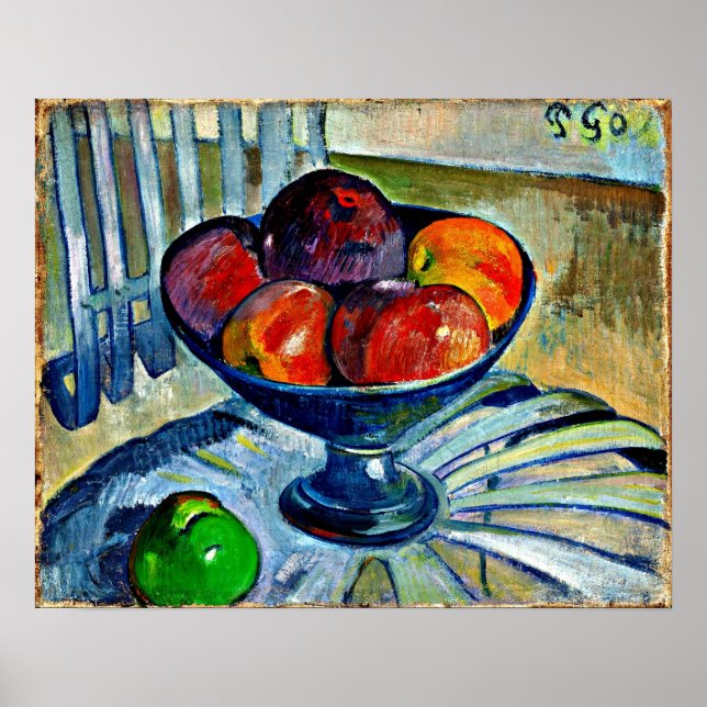 Poster Gauguin - Plat de fruits sur une chaise de jardin (Devant)