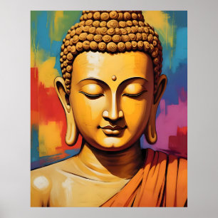 Poster Gautama Bouddha Fusion d'art populaire