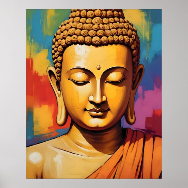 Poster Gautama Bouddha Fusion d'art populaire (Devant)