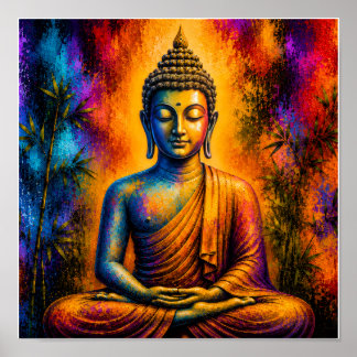 Poster Gautama Buddha en profonde méditation