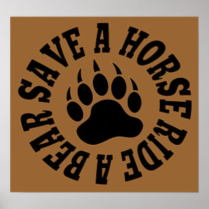 Poster Gay Bear Pride Enregistrer Un Cheval Ride Un Ours