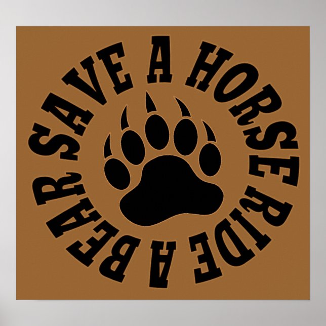 Poster Gay Bear Pride Enregistrer Un Cheval Ride Un Ours  (Devant)