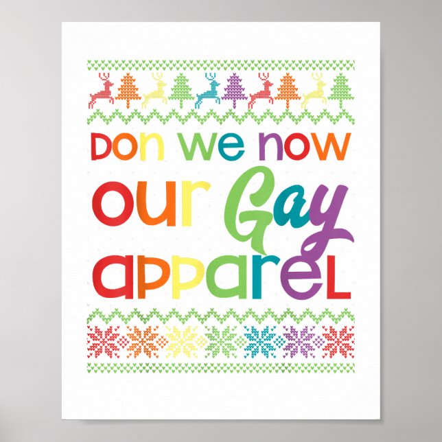 Poster Gay Christmas Drôle LGBT Don We Now Our Gay Appare (Devant)
