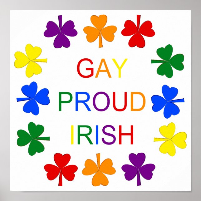Poster Gay Fier Irlandais LGBT Rainbow Shamrocks (Devant)
